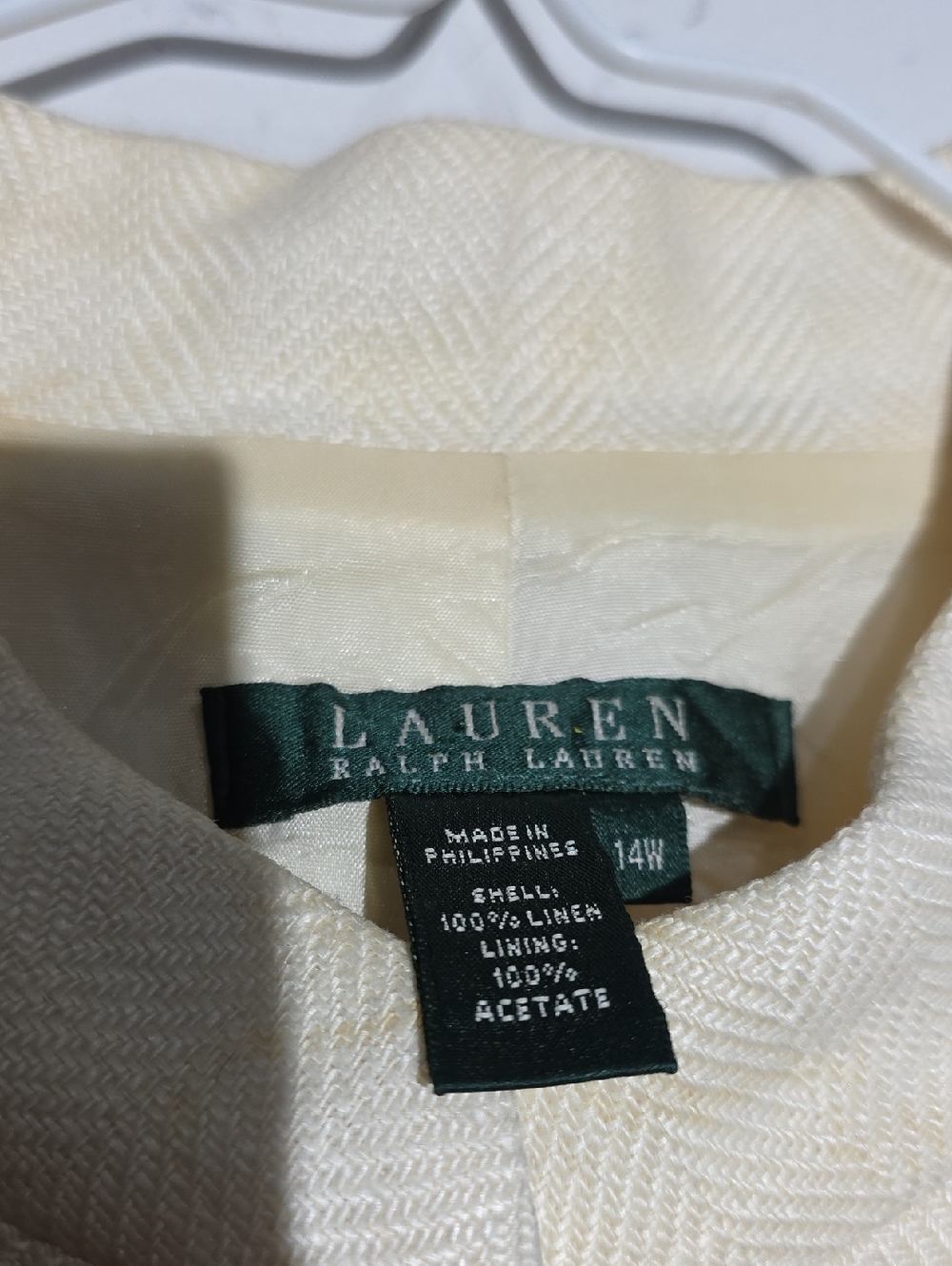 Lauren RL Linen Women's Cream Button-Front Jacket Size 14 W - Picture 11 of 11
